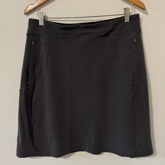 Ibex Merino Wool Classic A-Line Mini Skirt Gray Stretch Zipper Pockets-Large - Picture 1 of 7